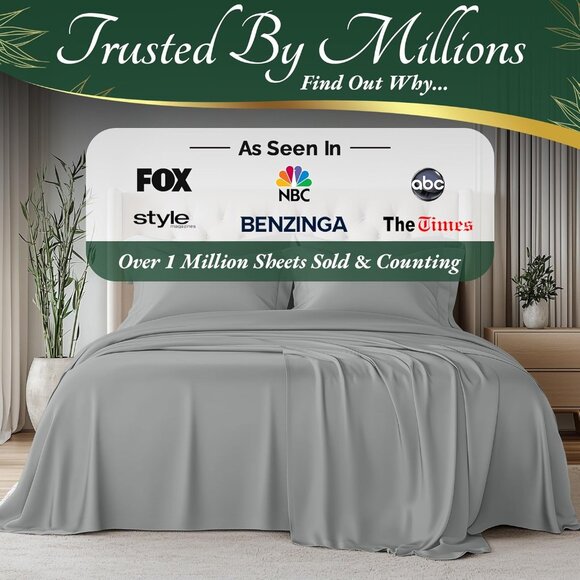 4- NIB Bamboo Sheets Full Size 4 pcs-Ultra Soft & Luxuriously Cooling, 17" Deep - Picture 5 of 7